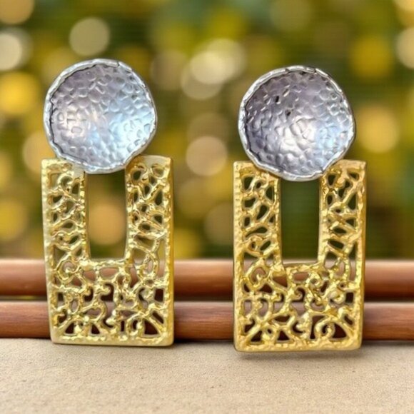 🆕️18K Gold Plated Exclusive Artisan Turkish Statement Earrings ✨ Bold & Elegant - Picture 6 of 14